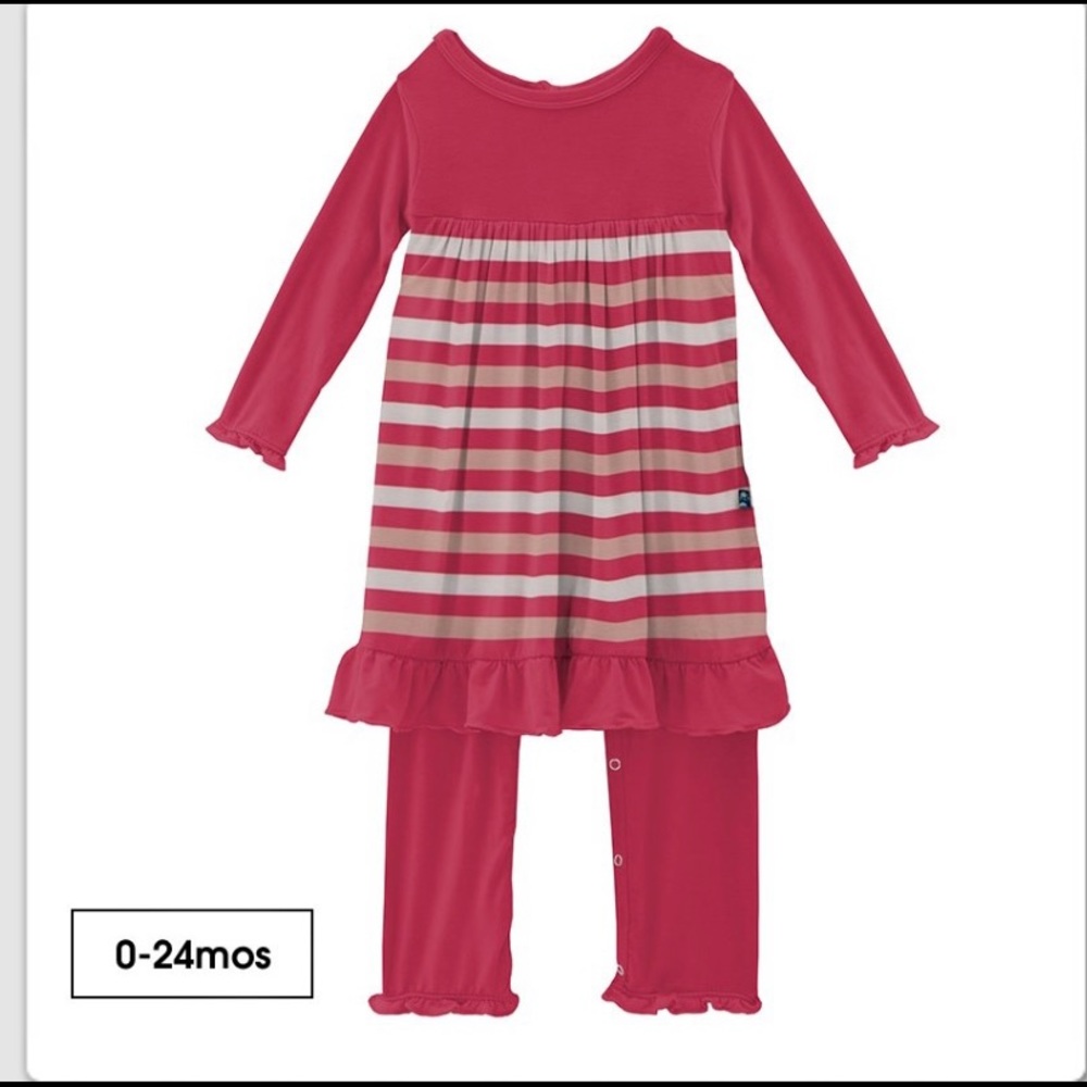 Kickee Pants Print long sleeve dress romper in hopscotch stripe